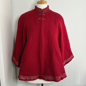 Vintage Red Mandarin Collar Embroidered Jacket | Chinese Style